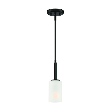 Designers Fountain Carmine 60 Watt 1 Light Matte Black Pendant with Etched Glass Shade D239M-4P-MB